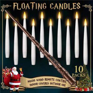 Floating Candles with Wand 10PCs - Magic Hanging Candles Christmas Decorations